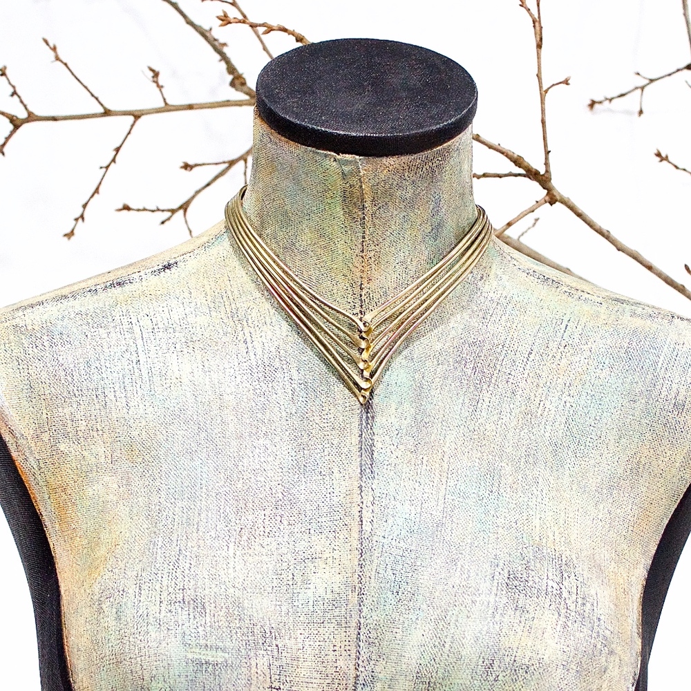 VTG 70's Silver Tone Brass Collar